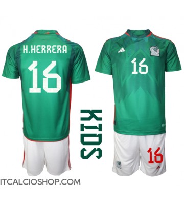 Messico Hector Herrera #16 Prima Maglia Bambino Mondiali 2022 Manica Corta (+ Pantaloni corti)